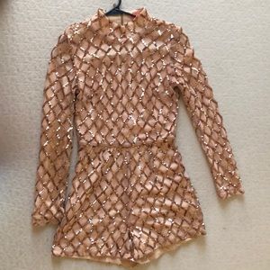 Sequin blush short romper